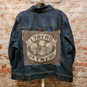 Upcycled Lynyrd Skynyrd Band Tee Denim Jean Jacket, size 20W